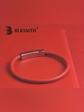 BLKSMTH.   Unisex.   Red Leather Bracelet with Silver Clasp